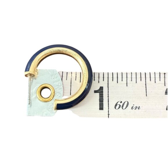 J. Jill Hoop Earrings Blue Enamel Gold Tone Post Lightweight Classic Versatile - Picture 11 of 11